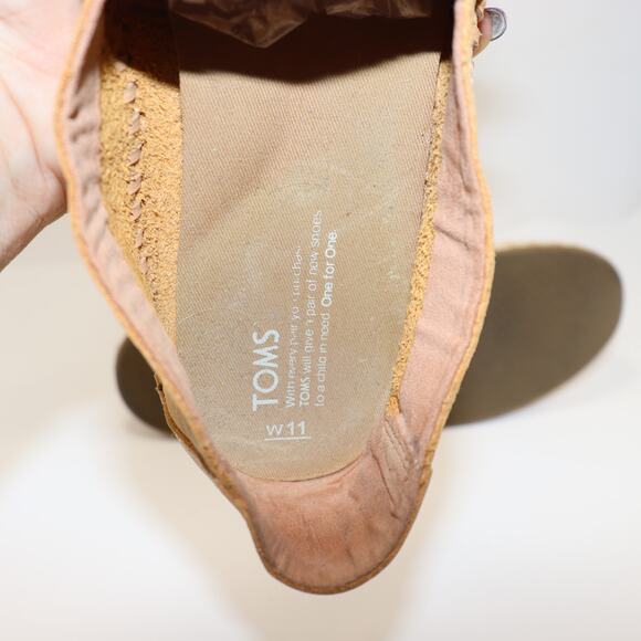 TOMS Tan Leather Espadrille Slip-On Shoes Women’s Size 11 - Picture 6 of 6